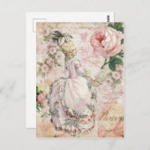 Marie Antoinette, Paris, Shabby, Rosa, Rose, Postc Postkarte (Vorne/Hinten)