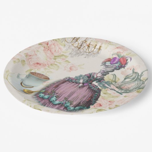 Marie Antoinette Paris Teezeremonie Party Pappteller (Schrägansicht)