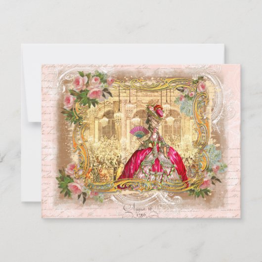 Marie Antoinette Party in Pink in Versailles Einladung (Vorderseite)