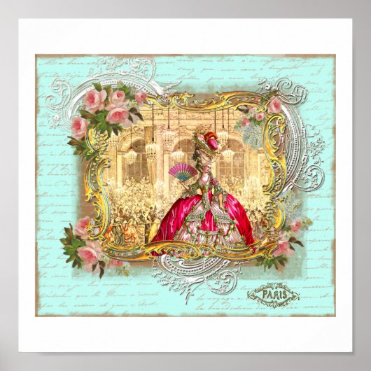 Marie Antoinette Party in Versailles in Aqua Poster (Vorne)