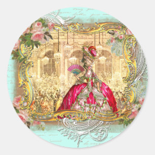 Marie Antoinette Party in Versailles in Aqua Runder Aufkleber