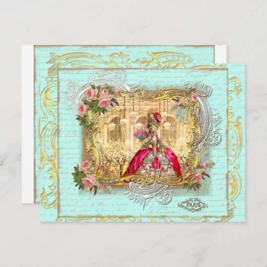 Marie-Antoinette-Party in Versailles-Postkarte Einladung (Vorne/Hinten)