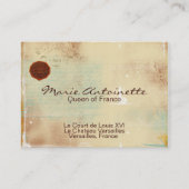 Marie Antoinette Pergament-Visitenkarten Visitenkarte (Rückseite)