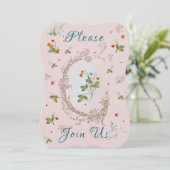 Marie Antoinette Petite Strawberry Einladungen (Stehend Vorderseite)