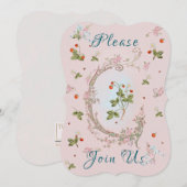 Marie Antoinette Petite Strawberry Einladungen (Vorne/Hinten)