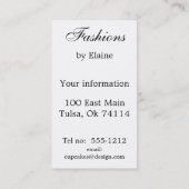 Marie-Antoinette-Pfau Visitenkarte (Rückseite)