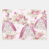 Marie Antoinette Pink Floral Roses Geschenkpapier Set (Vorderseite 3)
