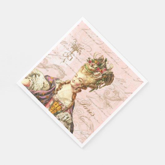 Marie Antoinette Pink Französisches Script Party N Serviette (Ecke)