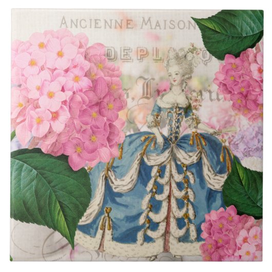 Marie Antoinette Pink Hydrangea Keramik Tile Fliese (Vorderseite)