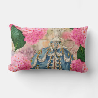 Marie Antoinette Pink Hydrangeas Lumbar Pillow Lendenkissen