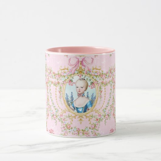 Marie Antoinette Pink Rose Frame Mug Tasse (Zentrum)