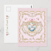 Marie Antoinette pink rose frame Postkarte (Vorne/Hinten)