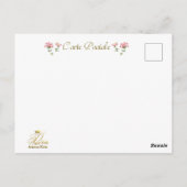 Marie Antoinette pink rose frame Postkarte (Rückseite)