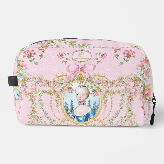 Marie Antoinette pink rose frame pouch Waschbeutel (Vorderseite)