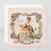 Marie Antoinette Pink Roses in Paris Einladung (Vorne/Hinten)