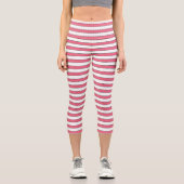 Marie Antoinette Pink Stripe Capri Leggings (Vorderseite)
