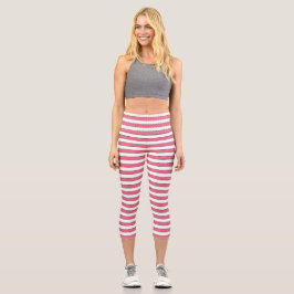 Marie Antoinette Pink Stripe Capri Leggings