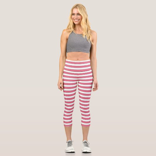 Marie Antoinette Pink Stripe Capri Leggings (Vorderseite)