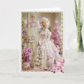 Marie Antoinette Pink tree cat Christmas card Einladung (Vorderseite)