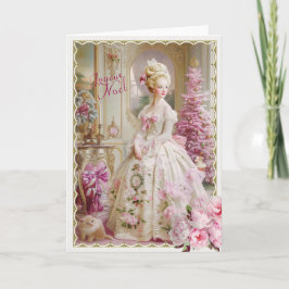 Marie Antoinette Pink tree cat Christmas card Einladung