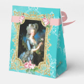 Marie Antoinette Portrait Blue Damask Favor Box Geschenkschachtel (Rückseite)