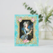 Marie Antoinette Portrait Blue Damask Postkarte (Stehend Vorderseite)
