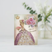 Marie Antoinette Portrait Postcard Vintage Rose Postkarte (Stehend Vorderseite)