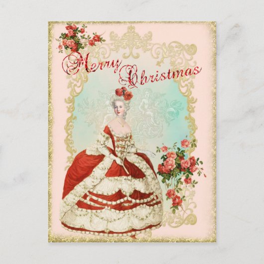 Marie Antoinette Portrait Postcard Weihnachten Ros (Vorderseite)