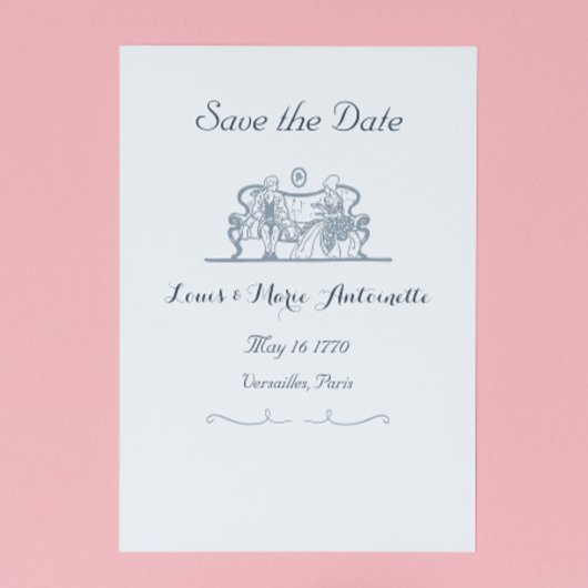 Marie Antoinette Rokoko Blue Save the Date Card