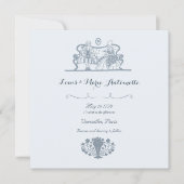 Marie Antoinette Rokoko Blue Wedding Einladung (Vorderseite)