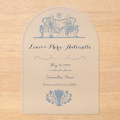 Marie Antoinette Rokoko Dusty Blue Wedding Acryleinladungen (Vorderseite)