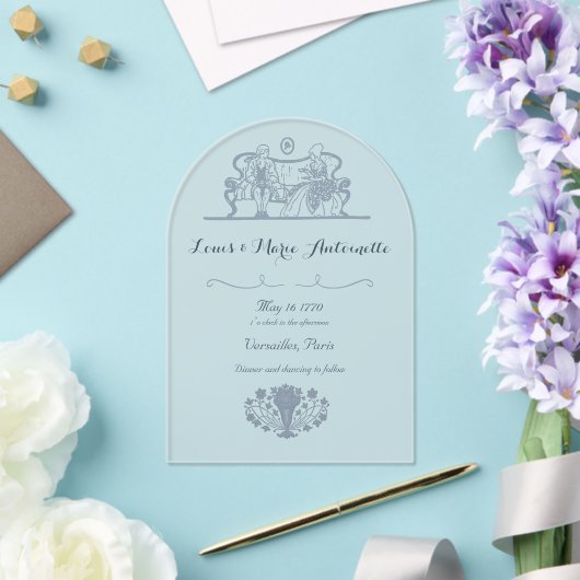 Marie Antoinette Rokoko Dusty Blue Wedding Acryleinladungen (Insitu (Hochzeit))