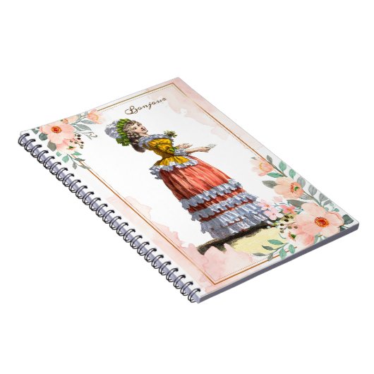 Marie Antoinette Rokoko Fashion Design, Blume Notizblock (Rechte Seite)