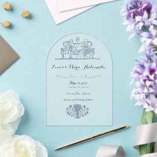 Marie Antoinette Rokoko Staubblau Hochzeit Acryleinladungen