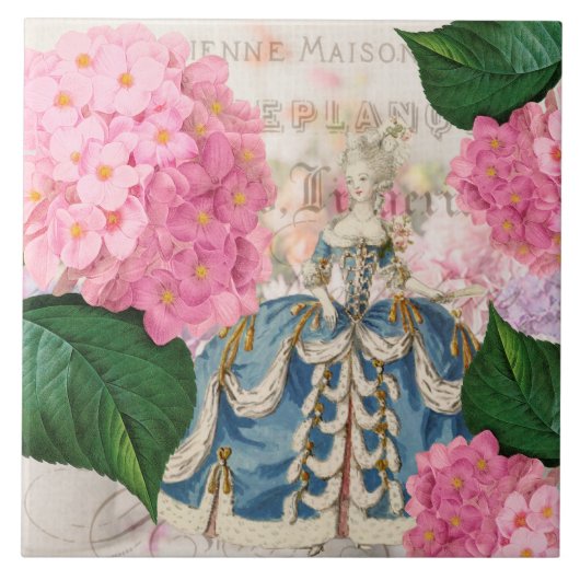 Marie Antoinette rosa Hydrangea-Keramik-Fliese Fliese (Vorderseite)