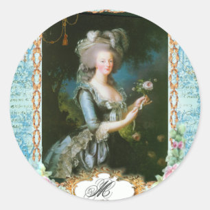 Marie Antoinette Rosen und Spitze Runder Aufkleber