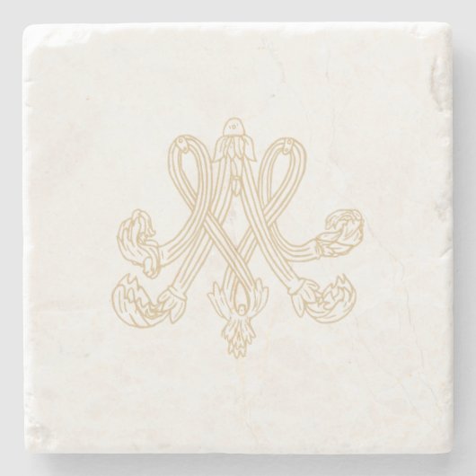 Marie Antoinette – Royal Monogram – Shabby chic Steinuntersetzer (Vorderseite)