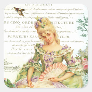 Marie Antoinette Sparrow Quadratischer Aufkleber