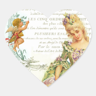 Marie Antoinette & Spatz Herz-Aufkleber