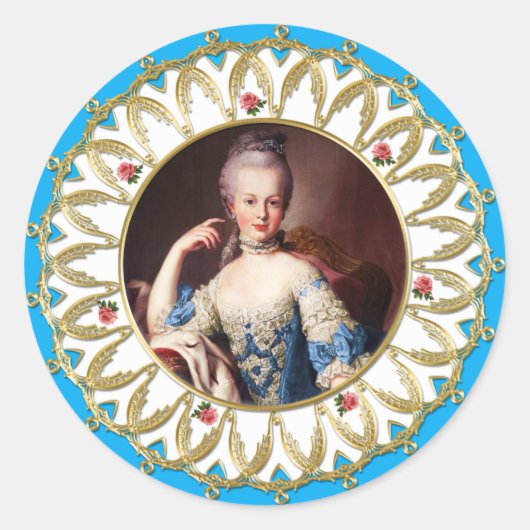Marie Antoinette Sticker Blue Rose Gold Flame (Vorderseite)