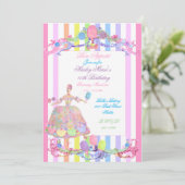 Marie Antoinette Süßwaren Streifen Pastellfarben F Einladung (Stehend Vorderseite)