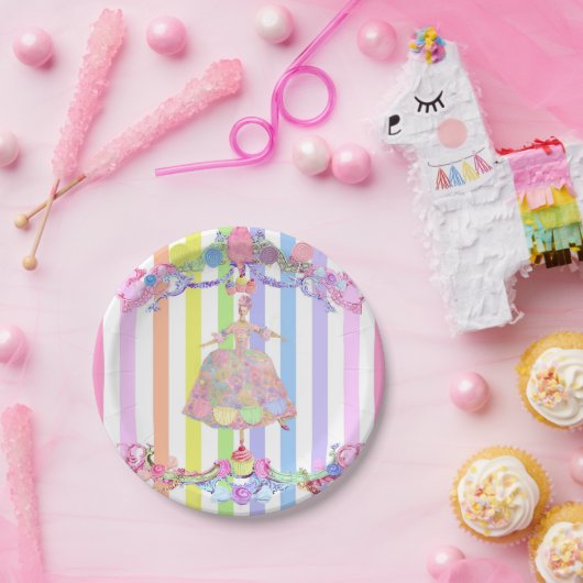 Marie Antoinette Süßwaren Streifen Pastellfarben F Pappteller (Party)