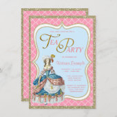 Marie Antoinette Tea Party Einladung (Vorne/Hinten)