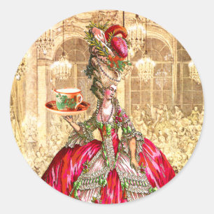 Marie Antoinette Tea Party Weihnachtsaufkleber Tag Runder Aufkleber