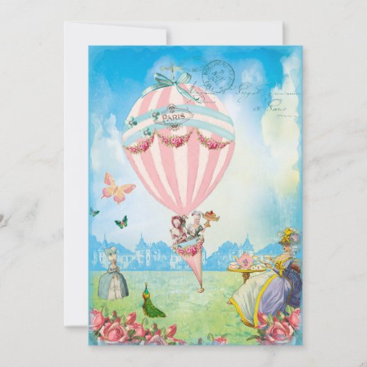 Marie Antoinette Tee im Party Versailles Rasen Einladung (Vorderseite)