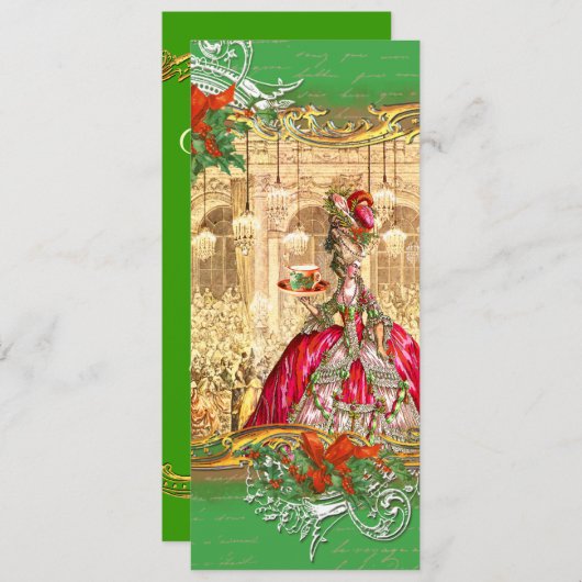 Marie Antoinette Tee Party Einladung Weihnachten (Vorne/Hinten)