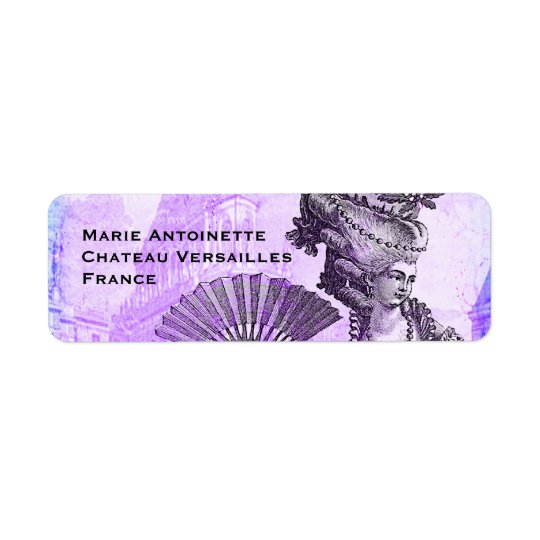 Marie Antoinette u. Versailles-Schloss in Lila Kleiner Adressaufkleber