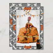 Marie Antoinette und Black Cat Halloween Einladung (Vorne/Hinten)