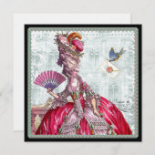 Marie Antoinette und Bluebird Einladung (Vorne/Hinten)