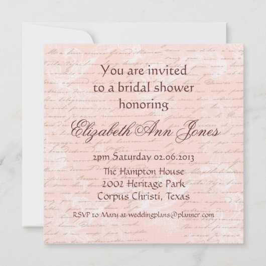 Marie Antoinette und Roses Einladung (Rückseite)